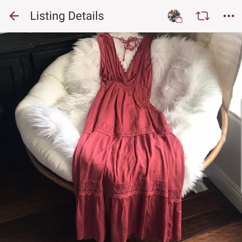 illa illa crochet maxi dress sz small